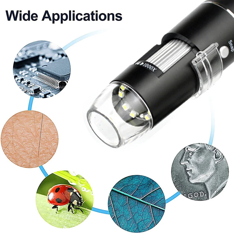 High Cloud Professional USB Digital Microscope 1000X/1600X with 8 LED Lights