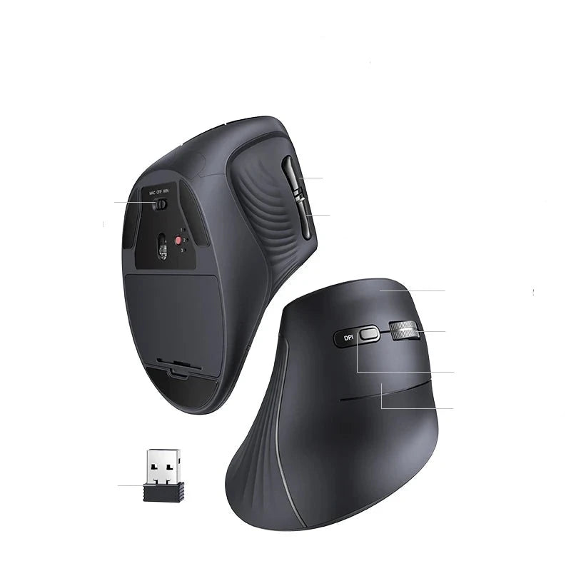 UGREEN Vertical Wireless Mouse - Bluetooth 5.0 & 2.4G Dual Mode, Ergonomic Design