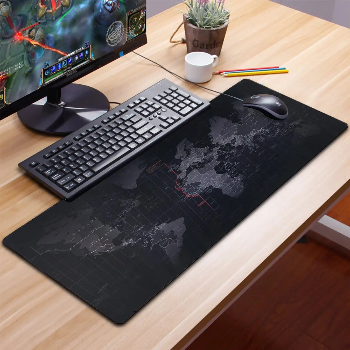 Gaming Mouse Pad - Large Desk Mat for PC Computer - Carpet Surface Keyboard Mat