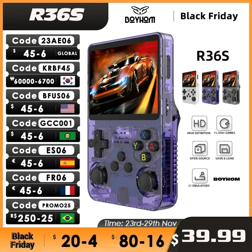 BOYHOM R36S Retro Handheld Video Game Console